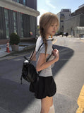 Nerdy Check Tie Shirred Slim Short Sleeve T-shirt