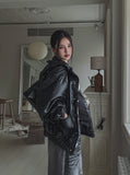 Binsi Pocket Overfit Hood Leather Jumper