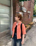 Glit Shirring Ribbon Crop Shirt