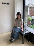 Delg Summer Slit Denim Long Skirt