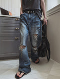 Lining Destroyed Denim Pants