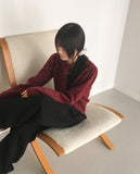 Tone Wool Bocashi Snap Button Shirring Knit Cardigan