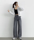 Banding Span Wide Denim Pants