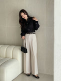 Ravet Pin Tuck Wide Slacks (Belt set)