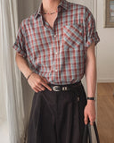 Heave Burgundy Check Short Sleeve Shirt