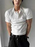 Muscle Fit Henley Neck Short Sleeve Knit