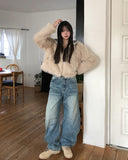 Facey Hood Layered Fur Jacket