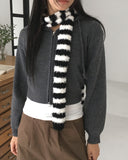 Ronky Two Way Cropped Hooded Knitwear Zip-Up