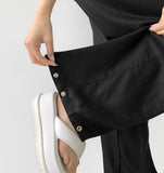 Summer Tencel Cooling Hem Snap Tick Long Wide Cotton Pants