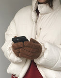Polan Smartphone Touch Hole Ribbed Finger Gloves