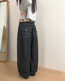 Cookie Stripe Cut Balloon Fit Wide Cotton Long Pants