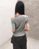 Ento pleats cooling short-sleeved T-shirt