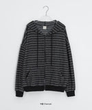 [BAONHAUS] Font Over Stripe Hood Zip-Up