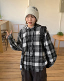 [unisex] Kudeni Peach Fuzz Check Hood Shirt