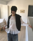 Harsh See-through Frill Strap Layered Blouse