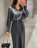 Monafe satin tie blouse