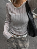 Cross Back Silt See-Through Knit