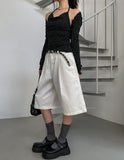 [U-BASIC] Lin Pintuck Cotton Bermuda Pants