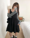 Mode Ribbed Open Frill Cardigan