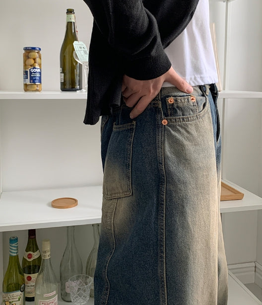 【BAON】Felint Washing Incision Balloon Denim Pants BAON (バオン) - フェリントウォッシングラインバルーンデニム