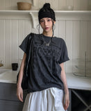 Rolling Vintage Print Loose Short Sleeve