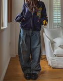 Folding Pocket Curved Damage Denim Pants