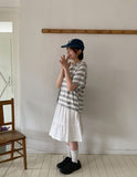 Kaol Stripe Dot Hood Short Sleeve Tee