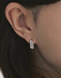 Triple Silver Square Slide Earrings