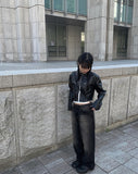 Doble washing denim wide pants