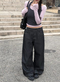 [MADE/Non-Fade] Front two-button stitch wide raw denim pants
