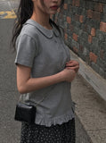 Bilo Frill Round Collar Short Sleeve T-Shirt