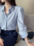 Stoney Stripe Puff Shirt Blouse