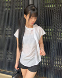 Kenbi Scarf Short Sleeve Blouse