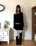 Doyu Velvet Tiered Mini Skirt