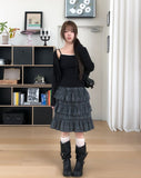 Hypee Check Tiered Midi Skirt