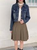 Donic Vintage Washing Pintuck Denim Cropped Jacket
