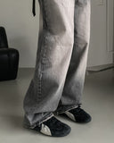 Grayish Vintage Damaged Denim Pants