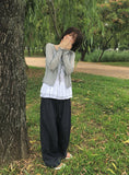 Vike Flower See-Through Long Sleeve Ribbon Cardigan