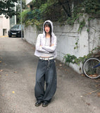 Benyl Stud Balloon Fit Washed Denim Long Pants