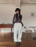 Of Pearl Shirring Layered Mesh Top