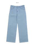 Half-bending semi-wide denim pants