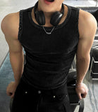 Pigmented Damage Detail Muscle Fit Sleeveless