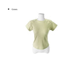 Fomit Diagonal Snap Button Slim Short Sleeve T-Shirt