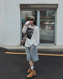 Drag rivet sweat half pants