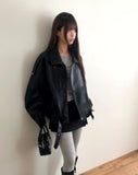 Noem Collar Overfit Leather Jacket