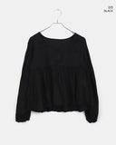 Gumi Striped Button Round Neck Blouse