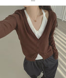 Soft Halterneck Sleeveless Fake Layered Point Knit Cardigan