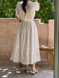 [Two Piece] Hueri Punching Blouse Long Skirt