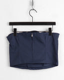 Hipsy Festival Ribbon Color Matching Shirring Slit Tube Top