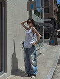 Side Damage Balloon Banding Denim Pants